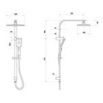 LINKWARE T9988 LIBERTY TWIN SHOWER WITH RAIL CHROME / MATTE BLACK