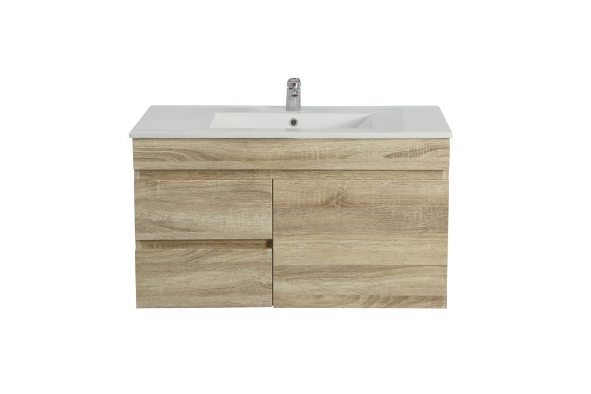 POSEIDON B74LW-WO WALL HUNG VANITY CABINET 740L*450D*500H MM WHITE OAK