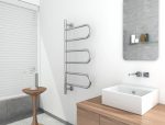 THERMOGROUP W11SR JEEVES TANGENT W SWIVEL HEATED TOWEL RAIL POLISHED STAINLESS STEEL