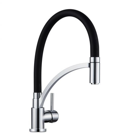 AQUAPERLA CH1039.KM BRASS PULL DOWN RUBBER SPOUT KITCHEN SINK MIXER CHROME