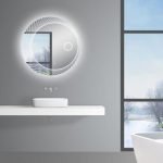 AQUAPERLA LM-OYST-08 ROUND LED MIRROR 800MM 3 COLOR LIGHTING WITH DEMO LIGHT FUNCTION TOUCH SENSOR SWITCH DEFOGGER PAD WALL MOUNTED