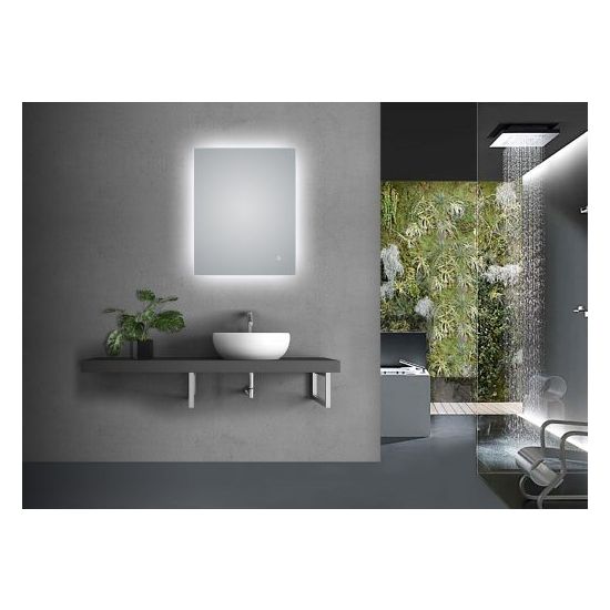 AQUAPERLA LM-LDS6075 RECTANGLE LED MIRROR 600x750MM 3 COLOR LIGHTING TOUCH SENSOR SWITCH DEFOGGER PAD WALL MOUNTED VERTICAL OR HORIZONTAL
