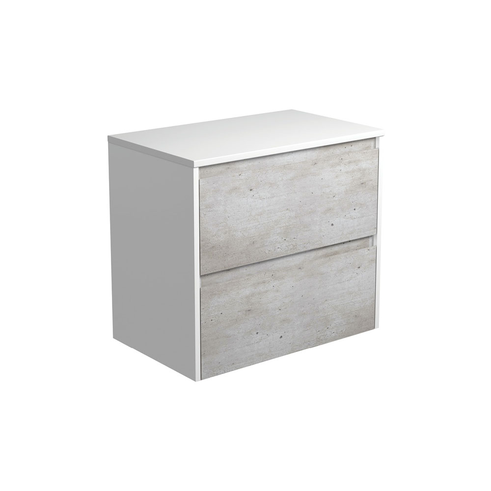 FIENZA 75BXW AMATO WALL HUNG VANITY 750 INDUSTRIAL WITH SATIN WHITE PANELS