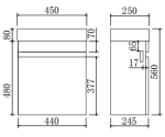 POSEIDON EV42WH-DB-PT EVIE SLIM WALL HUNG VANITY 450*480*250MM CABINET WITH POLY TOP DARK BROWN