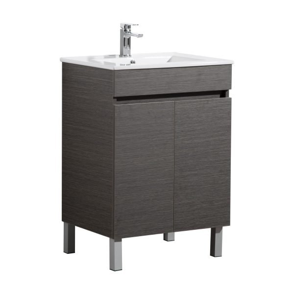 POSEIDON EV64L-DB EVIE PVC FLOOR STANDING VANITY 600*860*460MM CABINET ONLY DARK BROWN