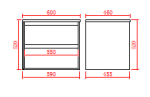 POSEIDON PE600WH PETRA WALL HUNG VANITY 590*455*525MM CABINET ONLY MATTE WHITE & BLACK