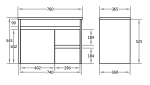 POSEIDON P73RWH STANDARD PVC SLIM WALL HUNG VANITY RIGHT SIDE DRAWERS GLOSS WHITE