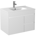 POSEIDON P73RWH STANDARD PVC SLIM WALL HUNG VANITY RIGHT SIDE DRAWERS GLOSS WHITE