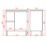 POSEIDON X-P73LLG X-PVC FREE STANDING VANITY LEFT SIDE DRAWERS GLOSS WHITE