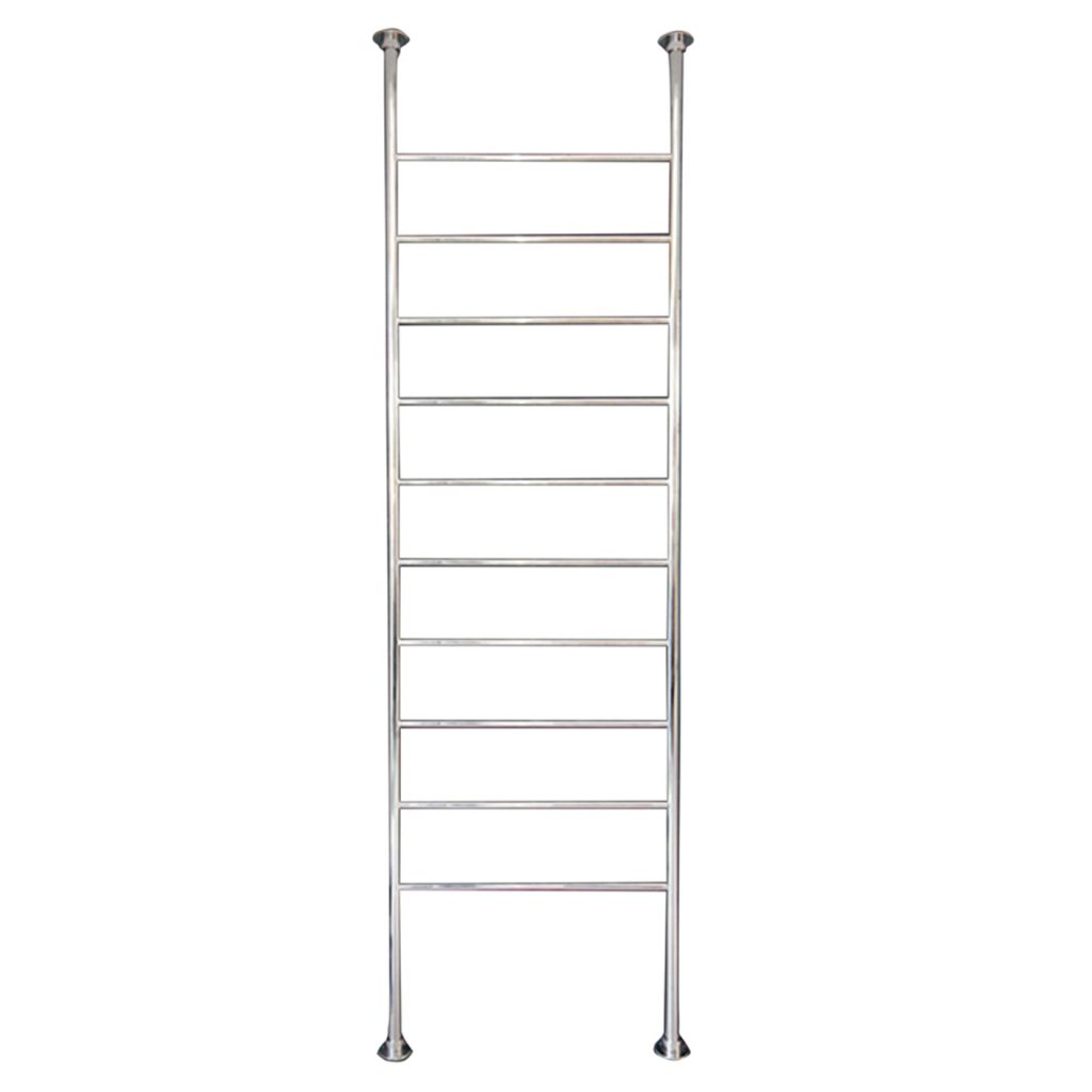 RADIANT FC-2400X500 ROUND FLOOR TO CEILING HEATED LADDER TOWEL RAIL 2400X500MM MIRROR POLISHED