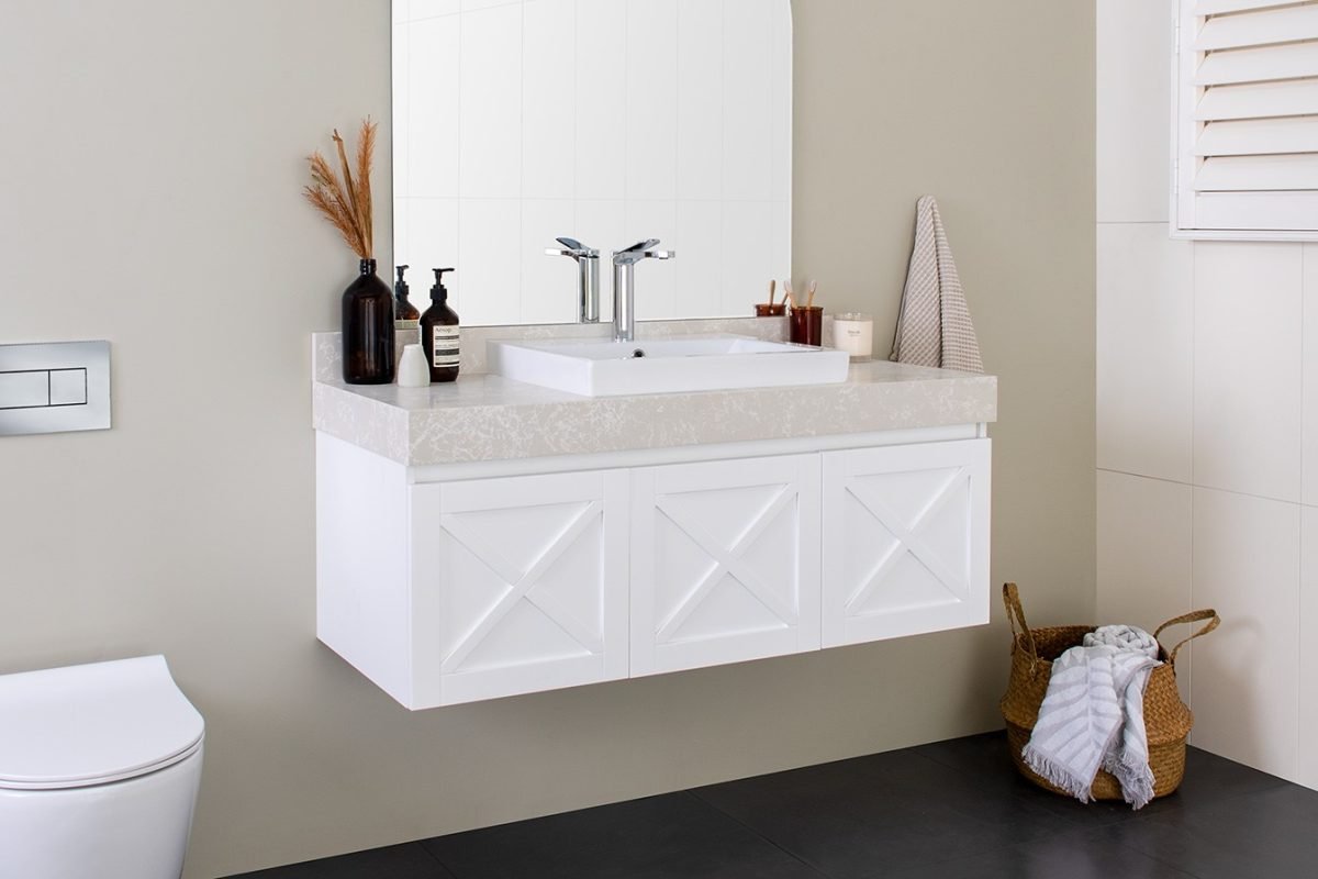 ADP CHARLESTON WALL HUNG VANITY POLYURETHANE FINISH CABINET WITH BENCH TOP