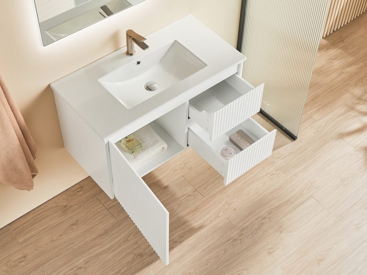 POSEIDON CB94RW BRINDABELLA WALL HUNG VANITY 900MM RIGHT HAND DRAWERS CABINET ONLY