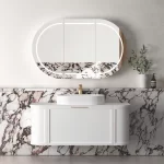 OTTI BOH1200W HAMPSHIRE CURVE WALL HUNG VANITY 1200 CABINET ONLY SATIN WHITE