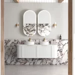 OTTI BOH1500W HAMPSHIRE CURVE WALL HUNG VANITY 1500 CABINET ONLY SATIN WHITE