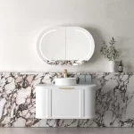 OTTI BOH900W HAMPSHIRE CURVE WALL HUNG VANITY 900 CABINET ONLY SATIN WHITE