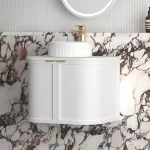 OTTI BOH600W HAMPSHIRE CURVE WALL HUNG VANITY 600 CABINET ONLY SATIN WHITE