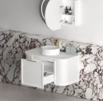 OTTI BOH900W HAMPSHIRE CURVE WALL HUNG VANITY 900 CABINET ONLY SATIN WHITE