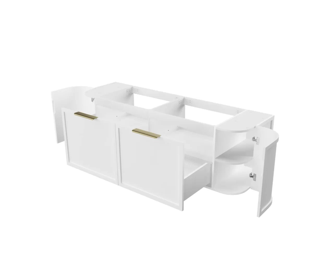 OTTI BOH1500W HAMPSHIRE CURVE WALL HUNG VANITY 1500 CABINET ONLY SATIN WHITE