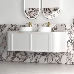 OTTI BOH1500W HAMPSHIRE CURVE WALL HUNG VANITY 1500 CABINET ONLY SATIN WHITE