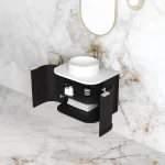 OTTI BOH600B HAMPSHIRE CURVE WALL HUNG VANITY 600 CABINET ONLY SATIN BLACK