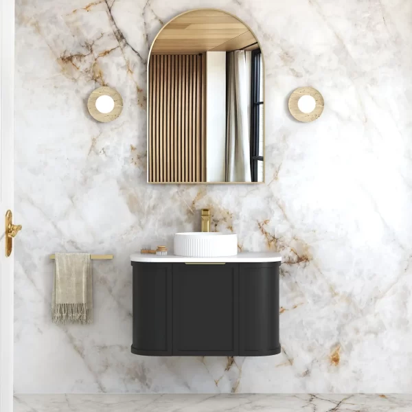 OTTI BOH750B HAMPSHIRE CURVE WALL HUNG VANITY 750 CABINET ONLY SATIN BLACK