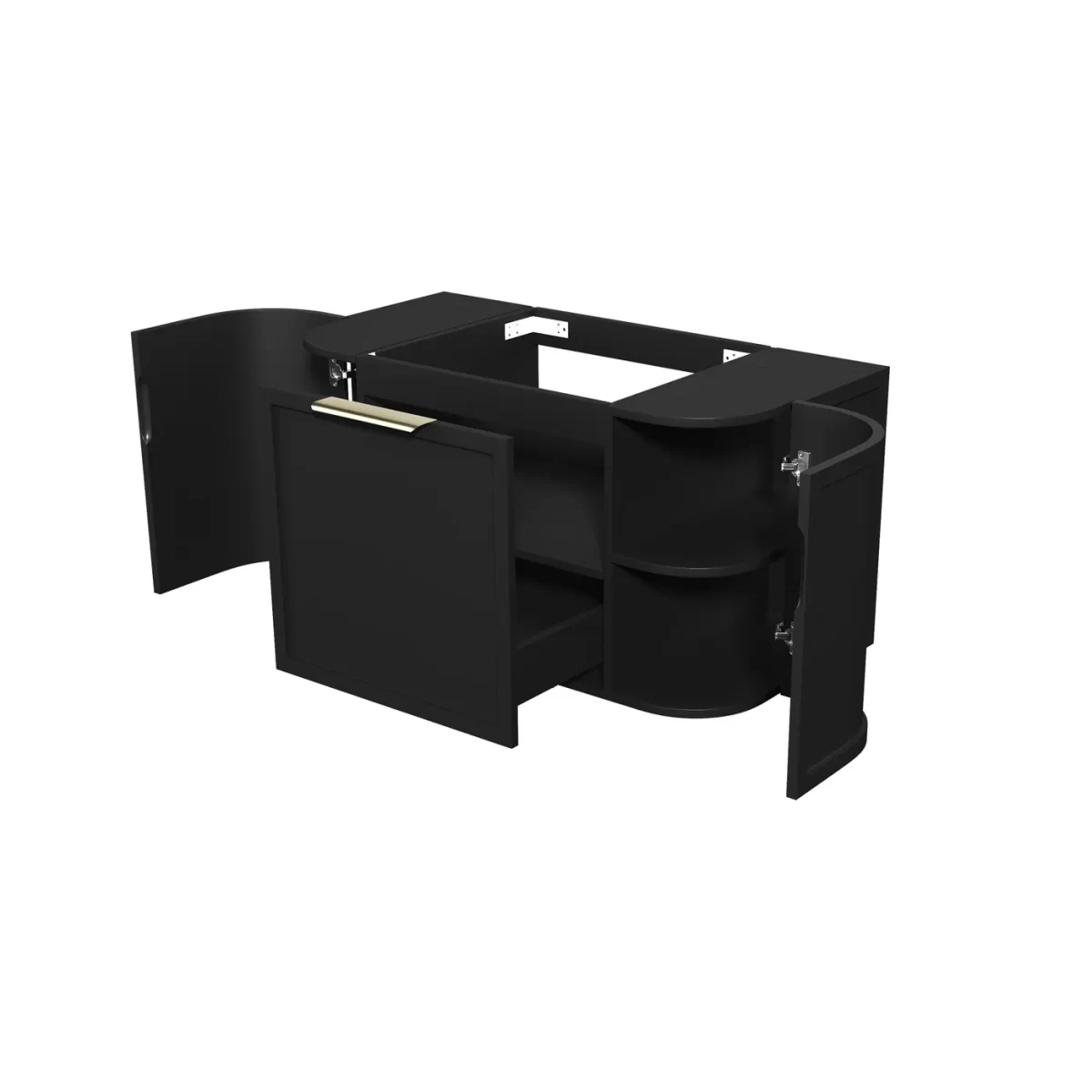 OTTI BOH900B HAMPSHIRE CURVE WALL HUNG VANITY 900 CABINET ONLY SATIN BLACK