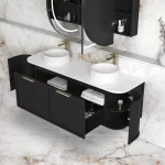 OTTI BOH1500B HAMPSHIRE CURVE WALL HUNG VANITY 1500 CABINET ONLY SATIN BLACK