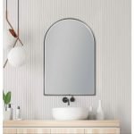 AQUAPERLA LM-UNI-GM ARCH 3 COLOR LIGHTING FRAMED LED MIRROR 600X900MM GUN METAL GREY