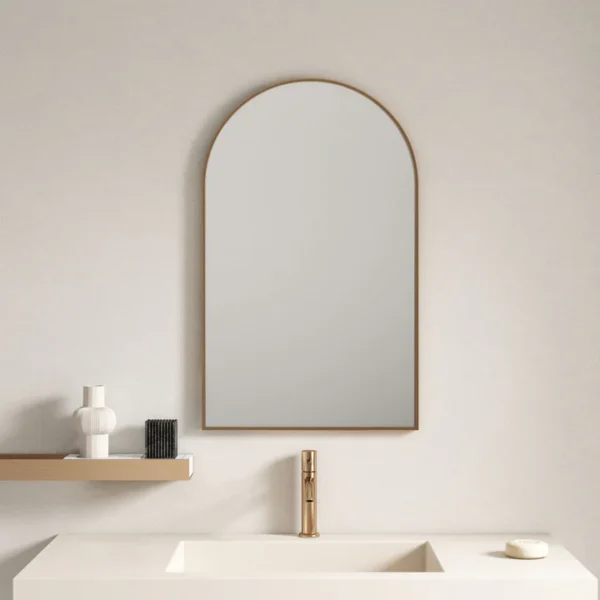 UNICASA FMA-9060-BG ALUMINUM FRAMED ARCH MIRROR 900x600MM BRUSHED GOLD