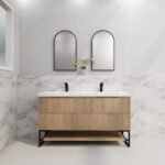 ABS RIVA FS1500D-AO BALI FLUTED FREESTANDING VANITY 1500MM DOUBLE BOWL AMERICAN OAK