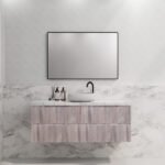 ABS RIVA WH1500-WO BALI FLUTED WALL HUNG VANITY 1500MM SINGLE BOWL WHITE OAK