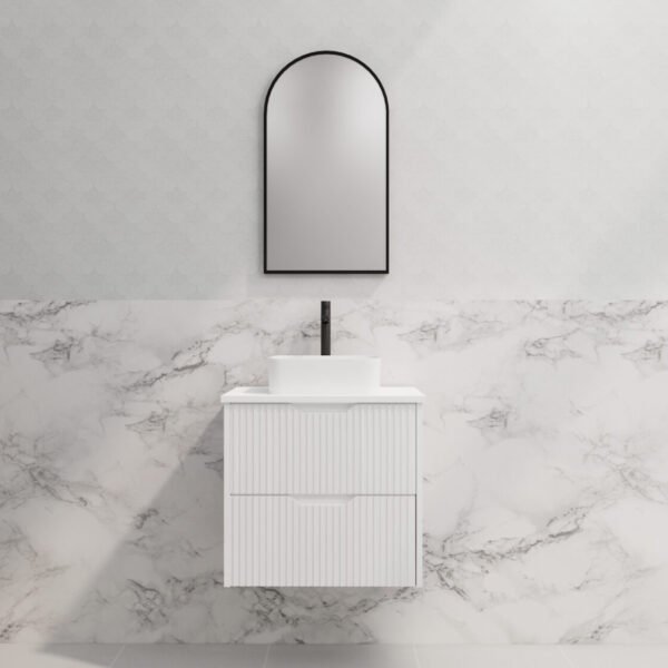 ABS RIVA WH600-MW BALI FLUTED WALL HUNG VANITY 600MM MATTE WHITE