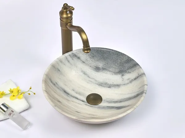INFINITY IF-IS034 ROUND ABOVE COUNTER NATURE STONE ART BASIN MARBLE FINISH